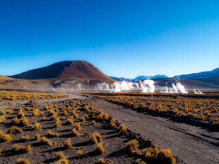 Geyser del Tatio, terceiro maior campo geotermico do mundo situado na cordilheira dos andes no...