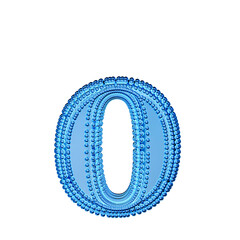 Small spheres on the blue ice symbol. letter o