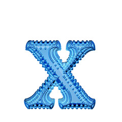 Small spheres on the blue ice symbol. letter x