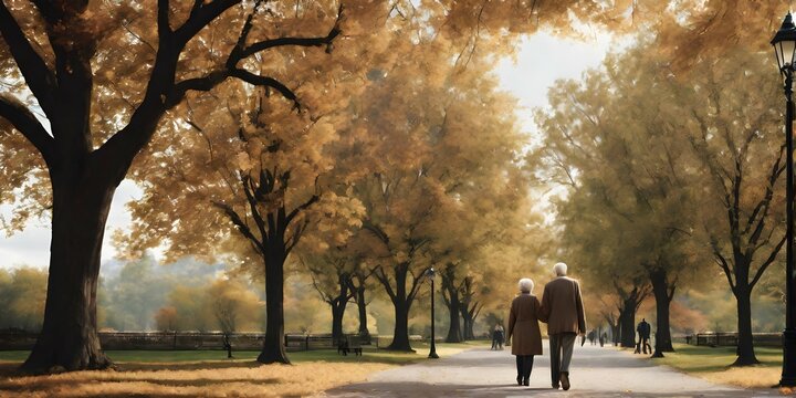 Older Couple Walking In The Park