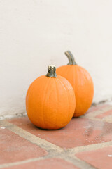 pumpkins on the stone tiles