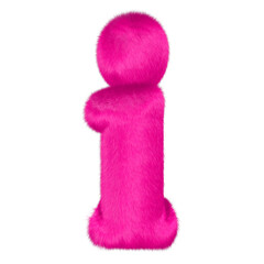 Pink fur symbol. letter i