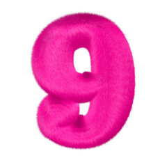 Pink fur symbol. number 9