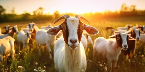 A group of goats on a farm