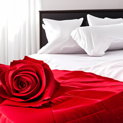 rose and bed with pillows