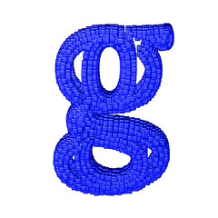 Symbol made of blue cubes. letter g