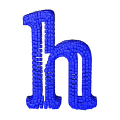 Symbol made of blue cubes. letter h