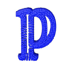 Symbol made of blue cubes. letter p