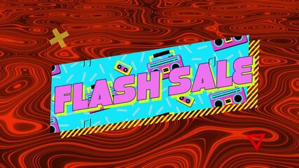 Animation of flash sale text banner over abstract red kaleidoscope pattern on black background - Powered by Adobe