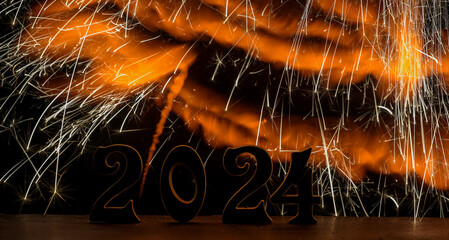 Happy new year 2024 with firework