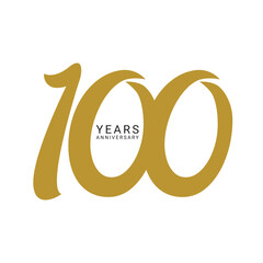 100, 100th anniversary logo, Golden Color, 100 years for birthday, invitation, wedding, jubilee and greeting card illustration.