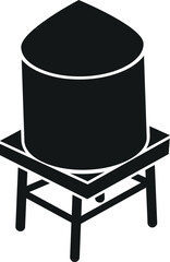 Cartoon Black and White Isolated Illustration Vector Of Agricultural Grain Storage Silos