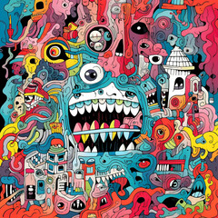 Obraz premium colorful monsters doodle art