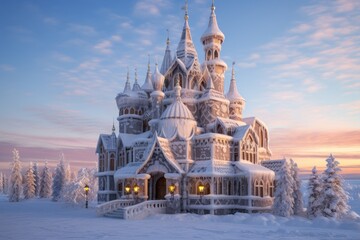 Fairy tale castle in winter