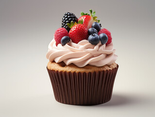 Cupcake Professional Studio Shot Isolated on Clear Background, Food Photography, Generative AI