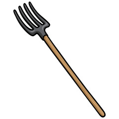 Pitchfork Drawing Doodle Cartoon Vector Illustration