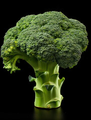 Broccoli Studio Shot Isolated on Black Background, Food Photography, Generative AI