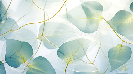 Abstract green leaf pattern on white backlight background. Nature texture