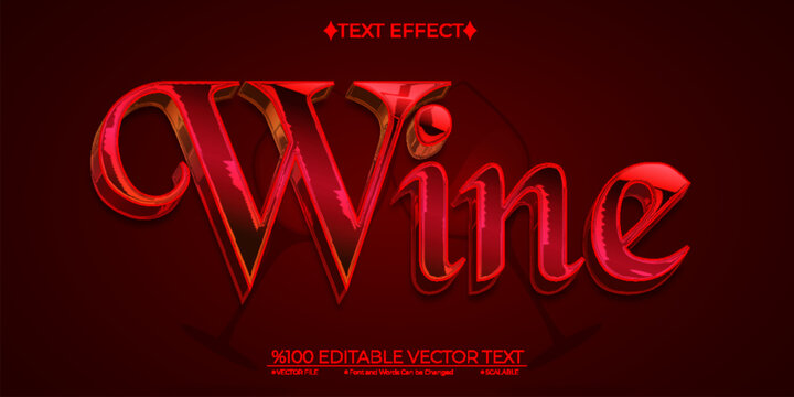 Red Wine Editable Vector 3D Text Effect