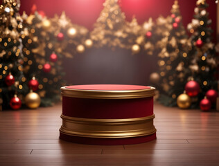 red bokeh blurry background red podium