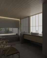 造作洗面と在来風呂　japanese bathroom