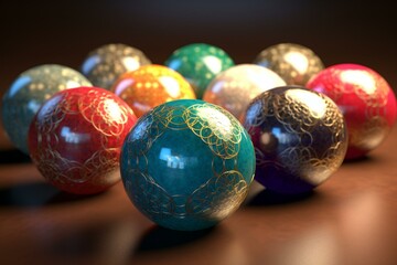 3D rendered spheres representing chakras. Generative AI
