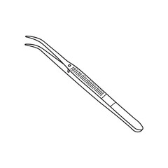 Hand drawn Kids drawing Cartoon Vector illustration tweezers Isolated on White Background