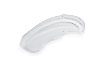 Smear of cosmetic oil on light surface, above view