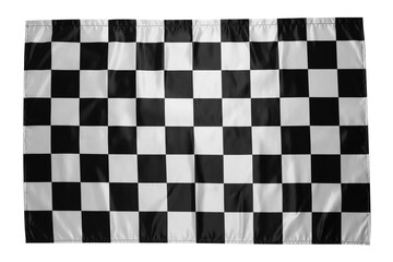 Checkered satin fabric isolated on white, top view