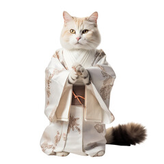 A Cat Wearing a Kimono