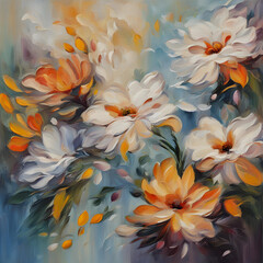 Abstract background. Oil painting flowers