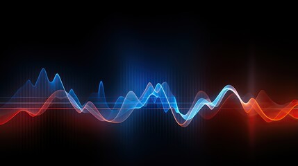 abstract sound waves, light frequencies or bright equalizer. Neon colored digital music bar for...