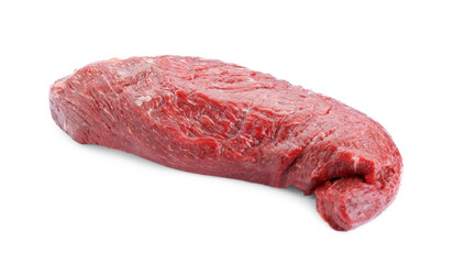 Piece of raw beef meat isolated on white