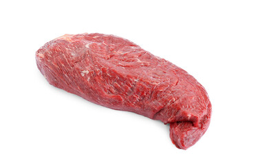 Piece of raw beef meat isolated on white