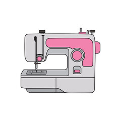 Kids drawing Cartoon Vector illustration sewing machine Isolated on White Background