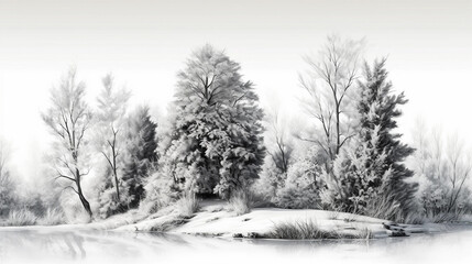 illustrations of winter scenes and holiday images white background insanely detailed and intricate