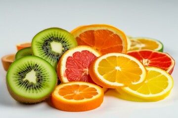 Juicy tropical fruit slices. Generative AI