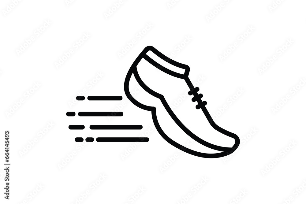 Poster speed icon. running shoes. icon related to run, speed. suitable for web site, app, user interfaces, 