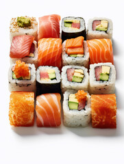 Sushi Studio Shot Isolated on Clear Background, Food Photography, Generative AI