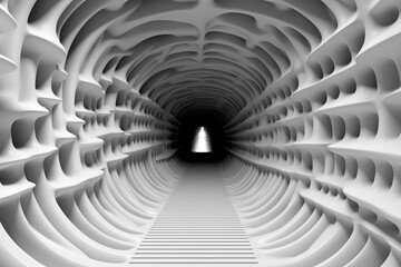 A surreal tunnel rendered in three dimensions. Generative AI
