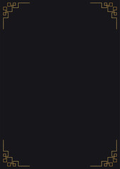 Vintage gold border. Border frame with royal ornaments on black background.