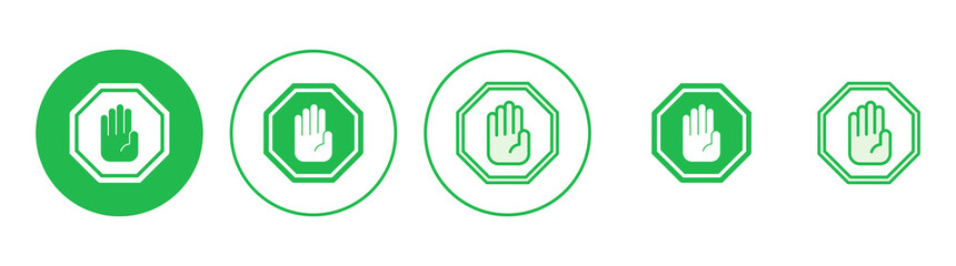 Fototapeta premium Stop icon set. stop road sign. hand stop icon vector