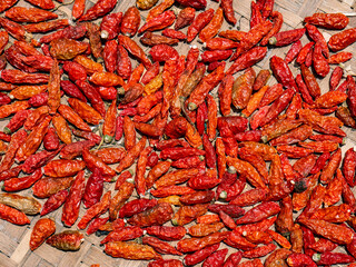 pattern of cayenne pepper dried under the hot sun
