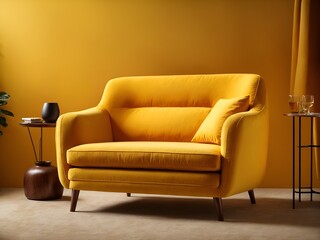 Sofa chair on yellow background