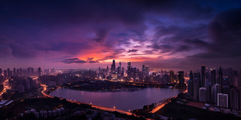 Fototapeta premium sunset over the city