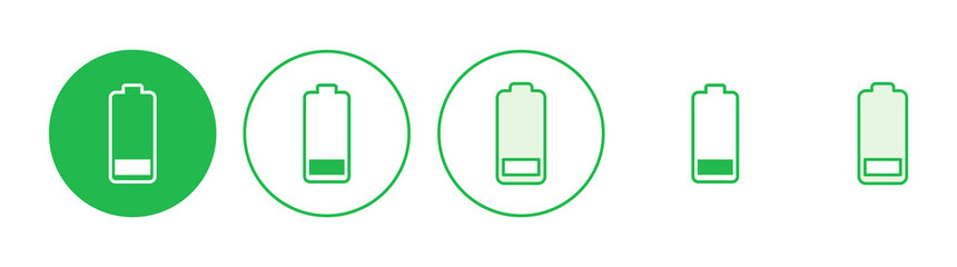 Battery icon set. battery charge level. battery charging icon