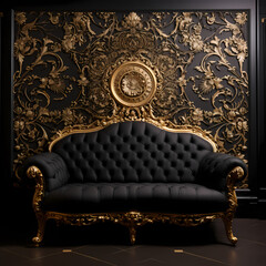 Luxury Interior Design with Black and Gold Colour