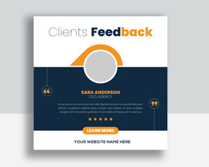 Customer feedback testimonial social media post web banner template	