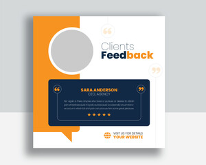 Customer feedback testimonial social media post web banner template	