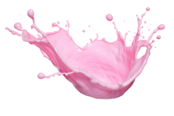 pink milk splash isolated on transparent background - healthy, drink, lifestyle, diet design element PBG cutout